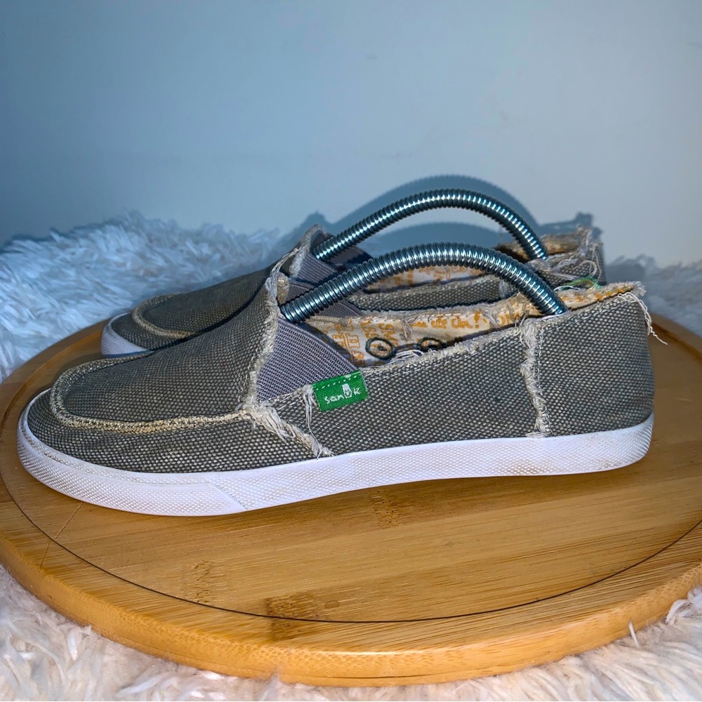 Sanuk Surfer Shoes Comfort Slides Canvas Women’s Size 6 Khaki Green